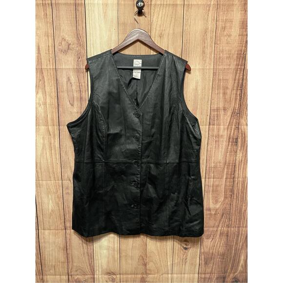 Roaman's Jackets & Blazers - Roamans 24W Leather black sleeveless vest biker jacket womens